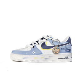 Nike Кроссовки для скейтбординга Air Force 1 с противоскользящим износостойким верхом, унисекс, белые, синие cw2288-111(team619-璀璨蓝星) | blue white