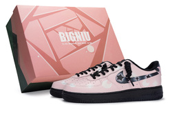 Nike Кроссовки для скейтбординга Air Force 1, унисекс, низкие, черные/белые cw2288-001(team80-男女款粉冰月s-box) | black white pink