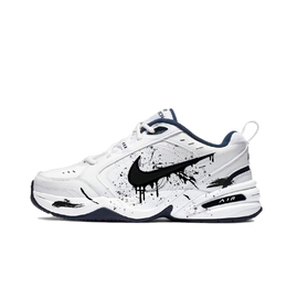 Nike Низкие, износостойкие, массивные, противоскользящие кроссовки Air Monarch 4 унисекс, белые, черные 415445-102(team354-灼冬) | white black