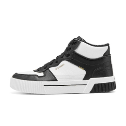 Классические мид-топ скейтборд кроссовки женские белые черные Skechers 185104-wbk | white black