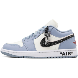 Jordan Баскетбольные кроссовки Air 1 Low Blue Grey Dune Red с нескользящей подошвой, легкие, винтажные, женские, сине-белые dc0774-164（team91-aj1 blue皮02） | blue white