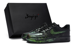 Nike Кроссовки для скейтбординга Air Force 1, унисекс, низкие, черно-зеленые cw2288-001(team80-变色龙蓝绿黄s-box) | black