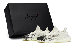 Adidas Кроссовки Yeezy Boost 350 V2, повседневные, унисекс, низкие, черные hq6316(team80-男女同款霜墨幻彩s-box） | white black