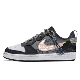 Nike Кроссовки для скейтборда Court Borough Low 2 с противоскользящим износостойким верхом GS, черные, розовые bq5448-115 (team202-霓粉澜梦) | black pink