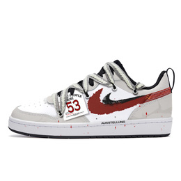Nike Кроссовки для скейтборда Court Borough Low 2 с противоскользящим износостойким верхом GS Red White bq5448-115 (team202-赛车手) | red white