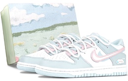 Nike Dunk White Peach Blossoms Противоскользящие Дышащие Низкие Кроссовки Для Скейтбординга Женские Синий Розовый fb9109-105（team375-女款白桃朵朵sbox） | blue pink