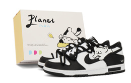 Nike Кроссовки для скейтбординга Dunk унисекс с низким верхом, черные/белые dd1391-100(team379-线条小狗男款sbox) | black white