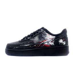 Nike Air Force 1 Легкие и Дышащие Низкие Кроссовки для Скейтборда Унисекс Черный Белый, Черный Белый Красный Золотой fz0627-010（team390-直命天面) | black white red gold
