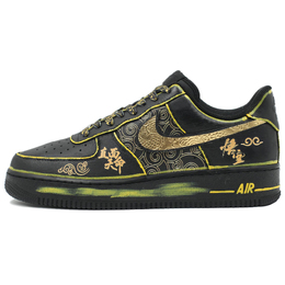 Nike Кроссовки для скейтбординга Air Force 1 Black Warrior с противоскользящим износостойким верхом, унисекс, черное золото cw2288-001（team205-天命人） | destiny man