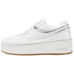 Женские бело-серебряные скейтерские кеды Low Top Skechers 185290-wsl | white silver