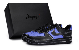 Nike Кроссовки Air Force 1 07 Special Shoe Box с противоскользящим износостойким низким верхом для скейтборда унисекс, черные, темно-синие cw2288-001(team80-次元夜幕深蓝s-box） | black dark blue white