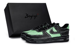 Nike Air Force 1 07 Special Антискользящие износостойкие низкие кроссовки для скейтбординга унисекс черный светло-зеленый белый cw2288-001(team80-次元夜幕浅绿s-box） | black light green white