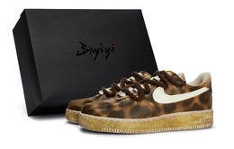 Nike Кроссовки для скейтбординга Air Force 1 с противоскользящим износостойким верхом, унисекс, бежево-коричневые cw2288-111(team80-豹纹公主空军s-box) | beige brown