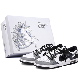 Nike Кроссовки для скейтбординга Dunk с противоскользящим покрытием, износостойкие, унисекс, черно-серого цвета dd1503-101（team342-黑夜绮思s-box） | black-box