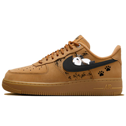 Женские противоскользящие скейтерские кеды Nike Air Force 1 Low-Top коричневые fz7372-200(team366-慵懒熊猫) | brown