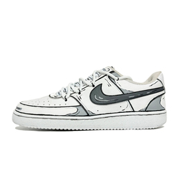 Nike Легкие и дышащие низкие кроссовки для скейтбординга Court Vision 1 унисекс, черные, белые, серые cd5463-101(team61-二次元） | black white gray