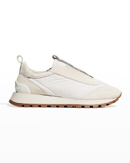 Беговые кроссовки Slip-On из смешанной кожи Brunello Cucinelli prod247250198 | white