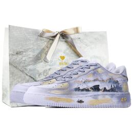 Nike Низкие износостойкие кроссовки для скейтбординга Air Force 1 унисекс серо-бело-золотистого цвета cw2288-111（team168-流年梦) | gray platinum