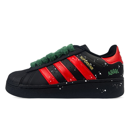 Adidas Кроссовки для скейтбординга SUPERSTAR XLG с противоскользящим износостойким низким верхом унисекс, черные, красные, зеленые ig9777(team373-圣诞颂歌) | black red green
