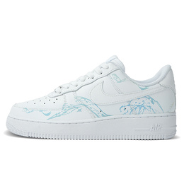 Nike Низкие износостойкие кроссовки для скейтбординга Air Force 1 унисекс, белые, синие cw2288-111(team651-男款光变灵蛇之珠) | white blue
