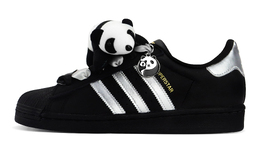 Adidas Низкие, износостойкие, противоскользящие кроссовки для скейтбординга SUPERSTAR, унисекс, черные, серебристые eg4959(team119-熊猫漫步) | black silver