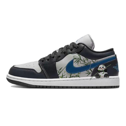 Jordan Баскетбольные кроссовки Air 1 Happy Panda Joyful Bamboo Panda с низким верхом, износостойкие, женские, черно-белые dc0774-040(team10-乐竹熊猫) | black