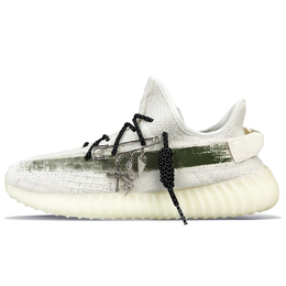Adidas Кроссовки Yeezy Boost 350 V2 с амортизацией, противоскользящие и износостойкие, повседневные, унисекс, белые, зеленые hq6316(team373-蛇拿九稳) | white green