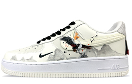 Nike Кроссовки для скейтбординга Air Force 1 Low-Top унисекс, черные, белые, серые fz5052-131(team40-男女款千岁鹤归) | ecru