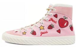 Gucci Кеды Valentine's Day Collection High Top Skateboard Shoes Women's White Pink 746406 fabrj 5842 | white pink