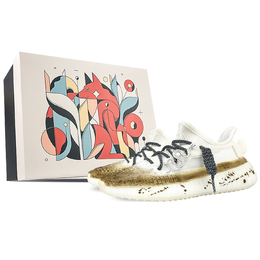 Adidas Низкие повседневные кроссовки Yeezy Boost 350 V2, износостойкие, унисекс, белые, коричневые hq6316(team40-银蛇顺遂sbox) | white brown