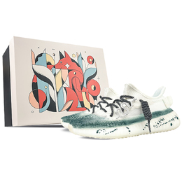 Adidas Кроссовки Yeezy Boost 350 V2 с низким верхом, износостойкие, унисекс, белые, зеленые hq6316(team40-银蛇狂舞sbox) | white green