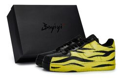Nike Кроссовки для скейтбординга Air Force 1 с противоскользящим износостойким верхом, унисекс, черно-желтые cw2288-001(team80-男女款风起黄s-box） | black yellow