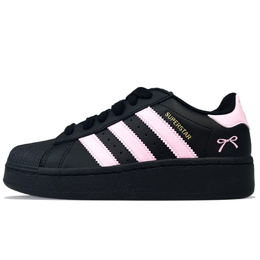 Adidas Кроссовки для скейтбординга SUPERSTAR XLG с противоскользящим износостойким эффектом, низкие, унисекс, цвет черный, розовый ig9777(team40-丝带蝴蝶结) | black