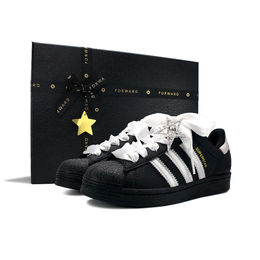 Adidas SUPERSTAR Износостойкие и легкие низкие кроссовки для скейтбординга унисекс серебристо-черные eg4959（team134-星光漫步礼盒） | black white