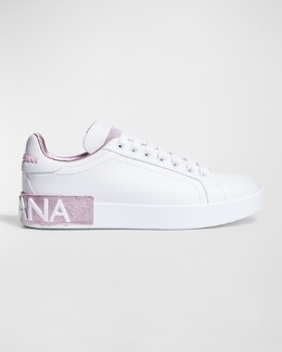 Низкие кроссовки Portofino с двухцветным логотипом Dolce & Gabbana prod239120049 | white/pink