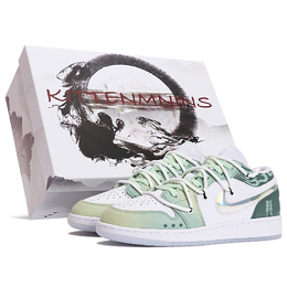Jordan Баскетбольные кроссовки Air 1 Low-Top Vintage, женские, зеленые, белые fq9112-100(teamthree-龙韵sbox) | green white