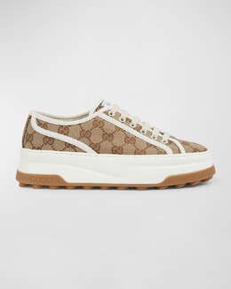 Кроссовки на платформе с низким берцем GG Canvas Gucci prod261080397 | beige ebony