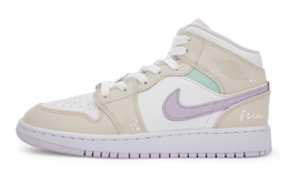 Jordan Женские баскетбольные кроссовки Air 1 Vintage с высоким верхом, бежево-абрикосового/фиолетового/зеленого цветов dq8423-501(team80-女款芋泥薄荷) | white/purple/green/beige/apricot