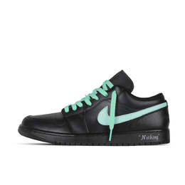 Jordan Кроссовки Air 1 "Nothing" 2-го поколения с низким верхом для скейтборда, унисекс, черно-зеленые dc0774-101（team81-男女款nothing二） | nothing 2