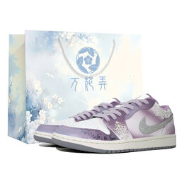 Jordan Баскетбольные кроссовки Air 1 Ten Thousand Flowers Dance Silver Purple Low Top Vintage, женские, серо-фиолетовые 553560-053(team113-怀银纡紫s-box) | gray