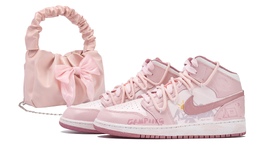 Jordan Баскетбольные кроссовки Air 1 Mid Top Vintage женские, белые, розовые dq8423-616(team拾玖-慵懒时刻s-box) | white pink