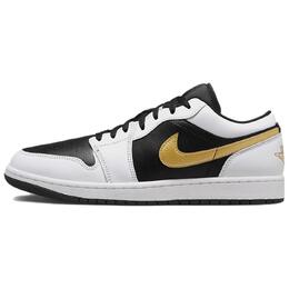 Jordan Кроссовки 1 Low White Black Metallic Gold Swoosh 553558-172 | white black
