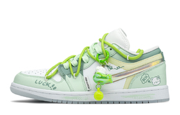 Jordan Баскетбольные кроссовки Air 1 Low Top Vintage Green White GS fq9112-100(teama-幸运小猫) | green white