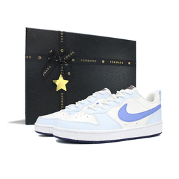 Кроссовки для скейтбординга Nike Court Borough GS Устойчивые к истиранию, легкие и дышащие низкие Бежево-голубые, сине-белые dv5456-108（team-134云水间礼盒） | blue white