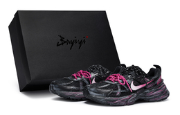 Nike V2K Run Противоскользящие Износостойкие Низкие Кроссовки для Бега Унисекс Черный Розовый fd0736-001(team80-女款霓虹战士s-box) | black pink