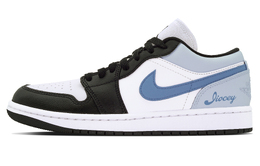Jordan Баскетбольные кроссовки Air 1 DEER Midsummer Dream с низким верхом, нескользящие, винтажные, женские, черно-синие dc0774-101(team84-盛夏挽梦) | black blue