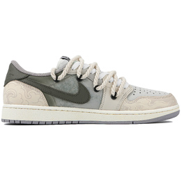Jordan Баскетбольные кроссовки Air 1 Vintage, унисекс, низкие, бежево-зеленые cz0790-101（team4-男款山川之魂） | beige green
