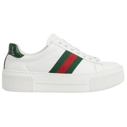 Gucci Женские низкие кроссовки для скейтбординга 4,5 см бело-зеленые 791399 aacag 9055 | white green