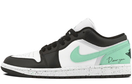 Jordan Баскетбольные кроссовки Air 1 Durable, дышащие, влагоотводящие, с низким верхом, винтажные, черно-зеленые 553560-131(team97-薄荷泼墨） | black green