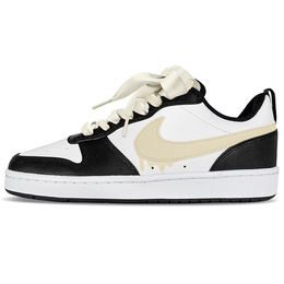 Nike Кроссовки для скейтборда Court Borough Low 2 с противоскользящим износостойким верхом, бежевые, GS bq5448-115(teamy-女款流体冰淇淋米色) | ecru